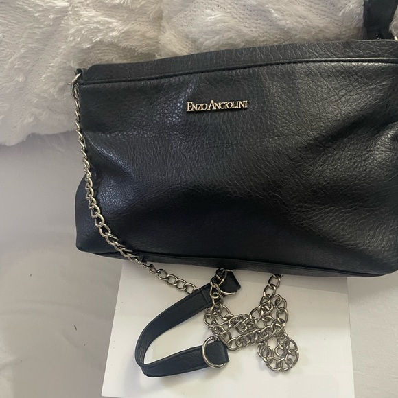 Enzo Angiolini Black Leather Chain Bag - Picture 1 of 9